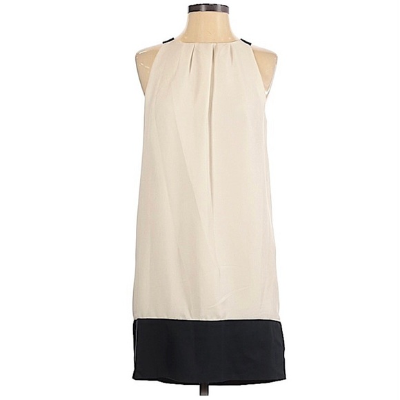 𝅺ZARA Basic Ivory and Black Color Block Sleeveless Mini Dress Size XS - Picture 1 of 5
